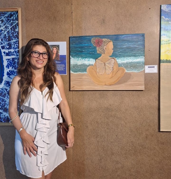 Gianni Martinez at the "Our Sea, Our Life" opening at Reyna Gallery