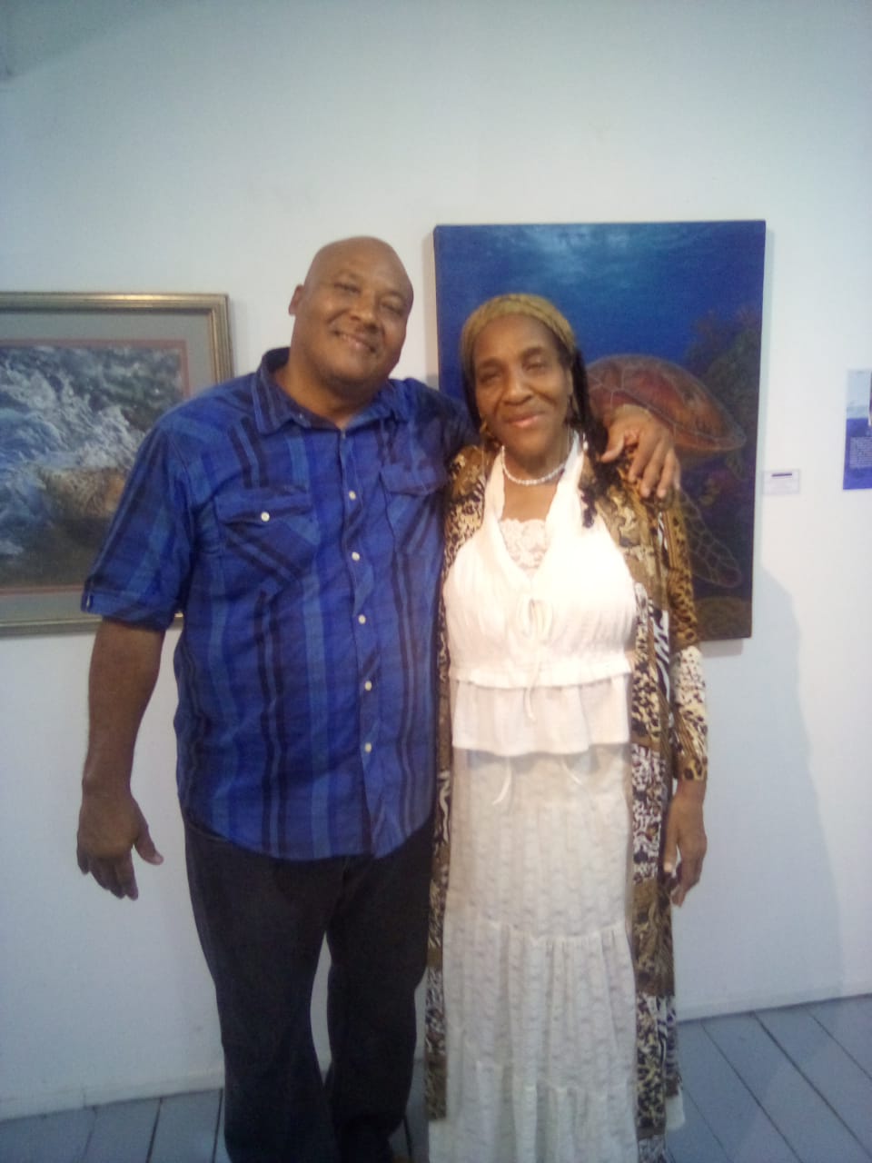 Artist Lincoln Gordon with Garifuna Cultural AmbassadorCynthia Ellis Topsey